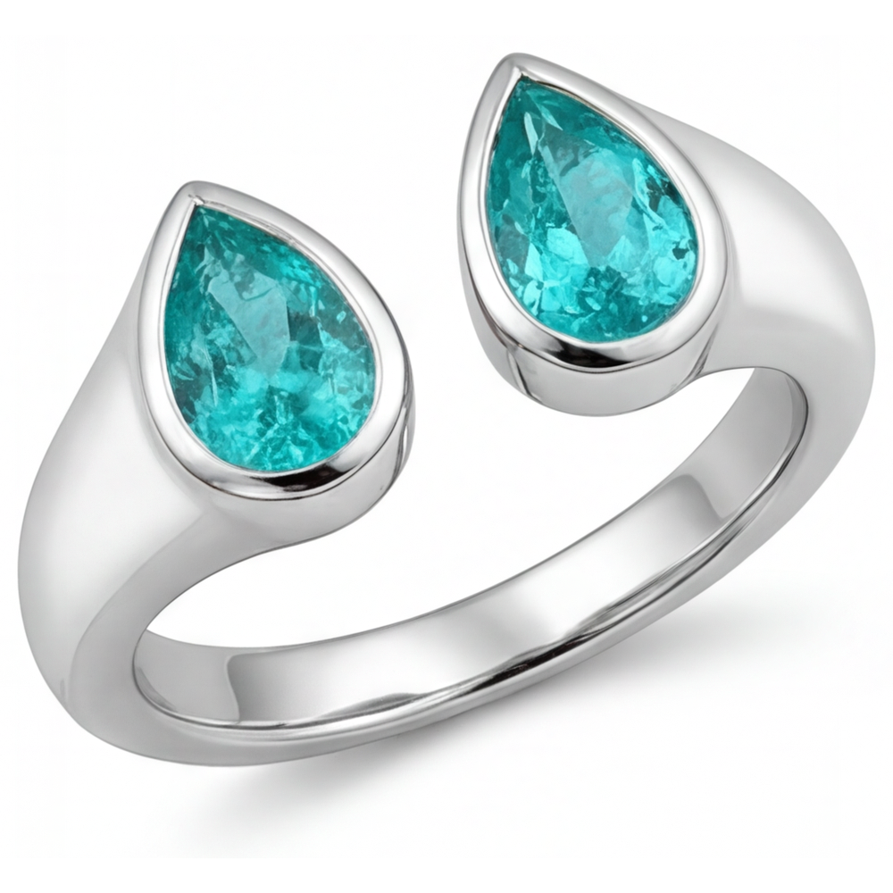 Élégant Paraiba Néon Bague Pierre de Couleur 1 carats – vue principale