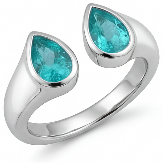 Élégant Paraiba Néon Bague Pierre de Couleur 1 carats – vue de face