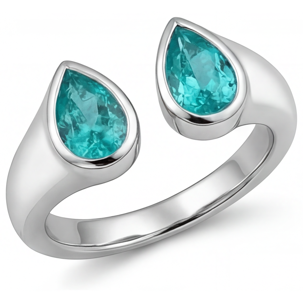 Paraiba Néon Bague Pierre de Couleur – vue de côté