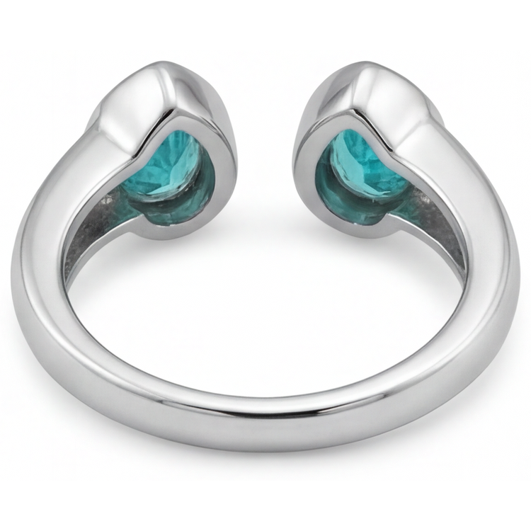 Paraiba Néon Taille Poire Bague Pierre de Couleur en Or Blanc 14 Carats – vue d'angle