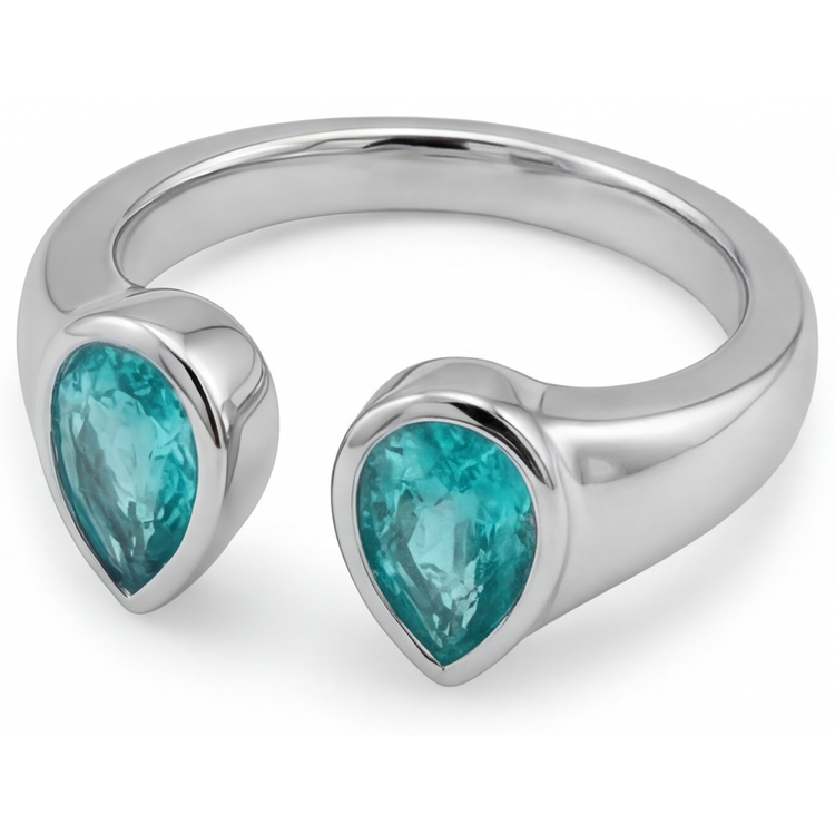 Élégant Paraiba Néon Bague Pierre de Couleur 1 carats – vue de profil