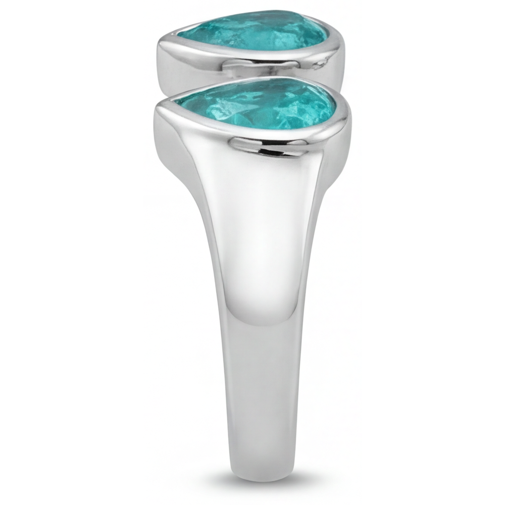 Paraiba Néon Bague Pierre de Couleur 1 carats Or Blanc 14 Carats – vue détaillée