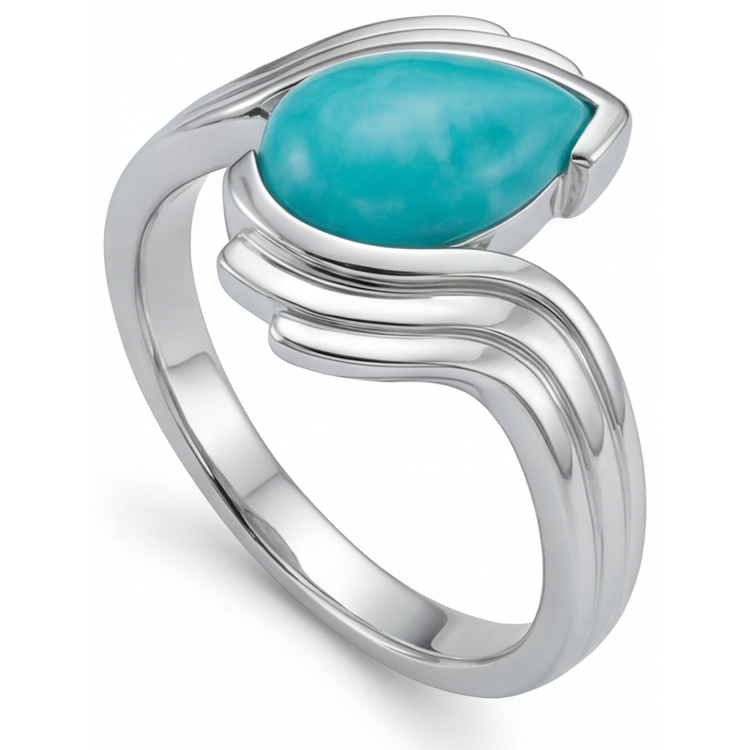 Taille Poire Paraiba Néon bague en Or 14K Blanc – vue de profil