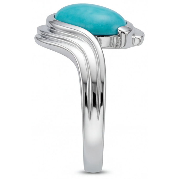 Taille Poire Paraiba Néon bague en Or 14K Blanc – vue de dessus