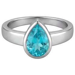1,50 carats Paraiba Néon Bague Pierre Précieuse en Or 14K Blanc