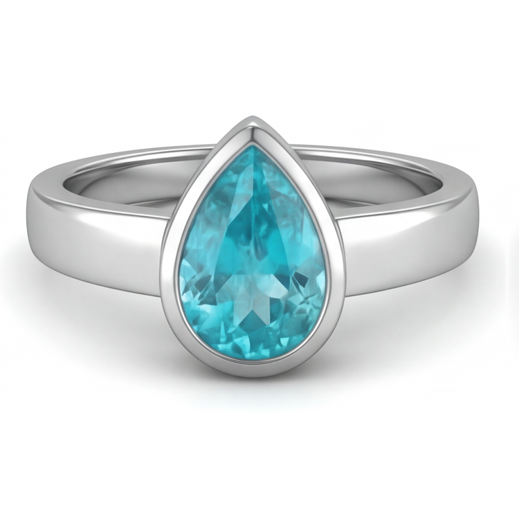 Paraiba Néon Bague Pierre Précieuse – vue de face