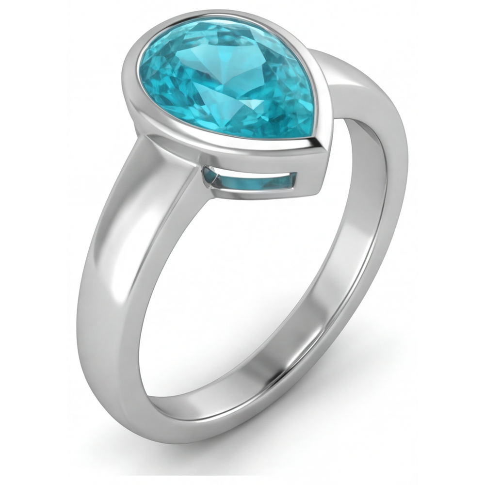 Bague Pierre Précieuse Or 14K Blanc avec Paraiba Néon – vue d'angle