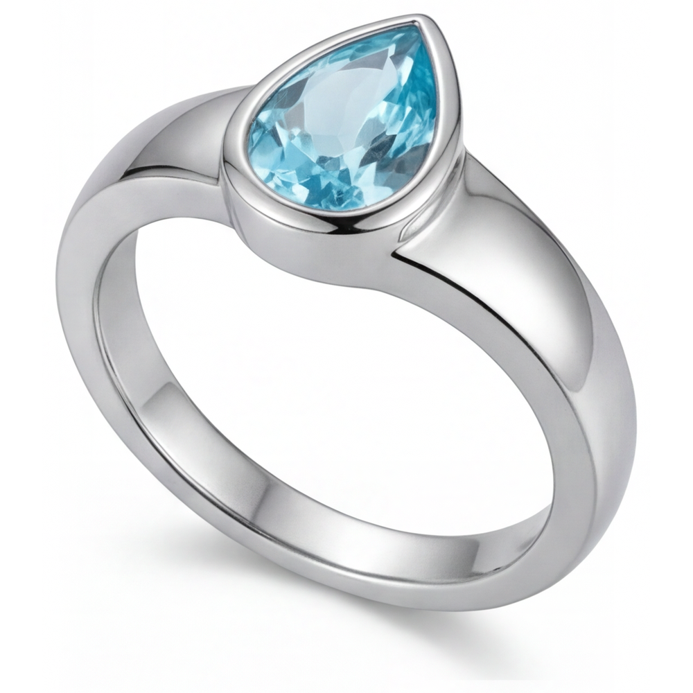 Paraiba Néon Bague Pierre Précieuse 1 carats Or 14K Blanc – vue de côté
