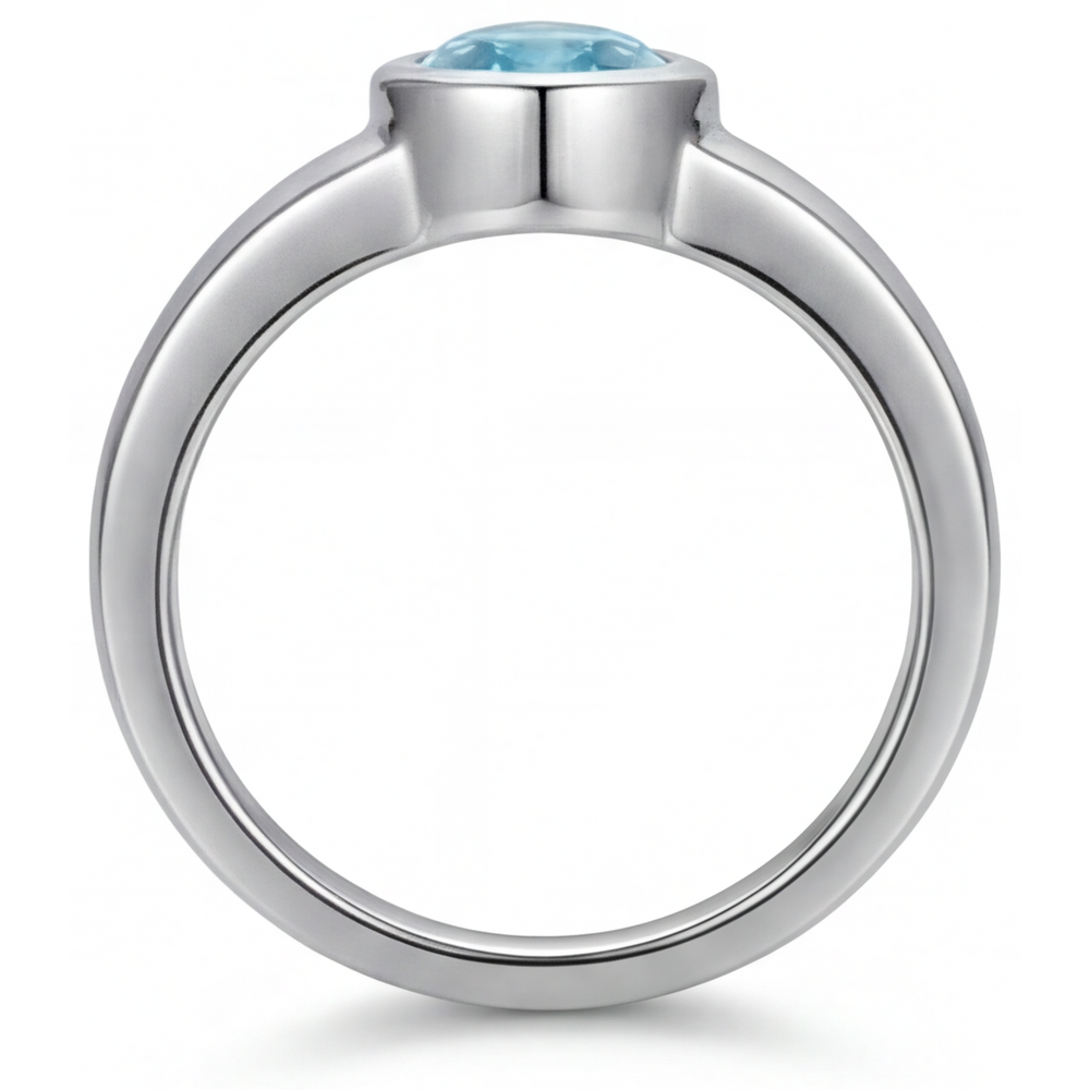Paraiba Néon Taille Poire Bague Pierre Précieuse en Or 14K Blanc – vue d'angle