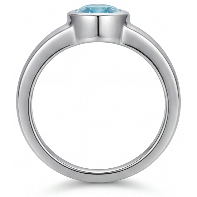 Paraiba Néon Taille Poire Bague Pierre Précieuse en Or 14K Blanc – vue d'angle
