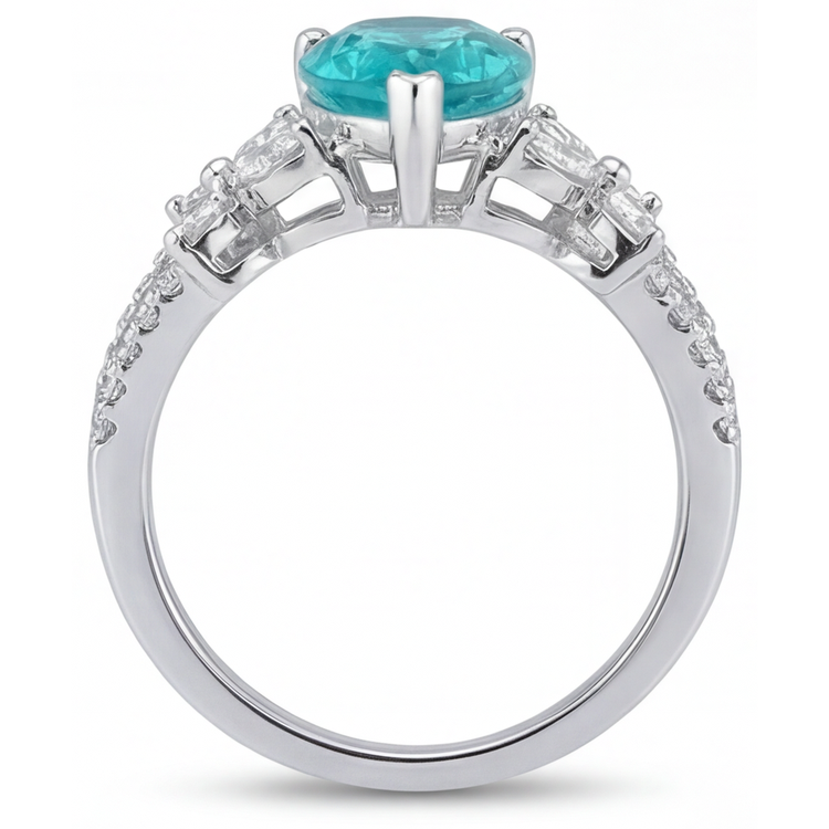 Bague Pierre Précieuse Or Blanc 14 Carats avec Paraiba Néon – vue de profil