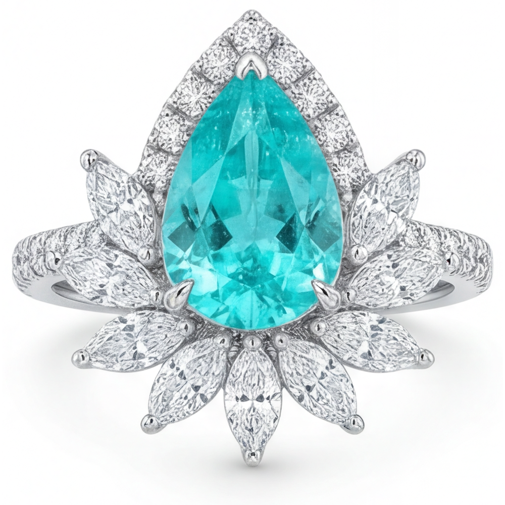 Fait à la main Bague Sertie Halo 5 carats – vue principale