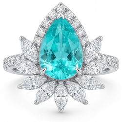 Paraiba Néon VVS Bague Sertie Halo – 5 carats en Or Blanc 14