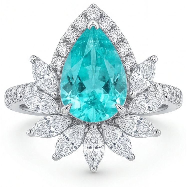 Fait à la main Bague Sertie Halo 5 carats – vue principale