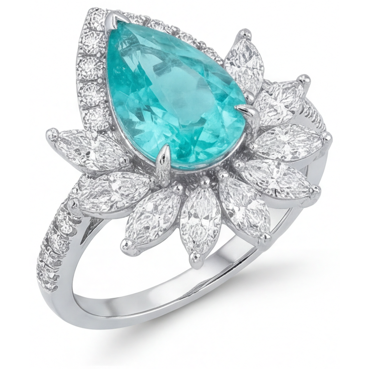 Paraiba Néon Bague Sertie Halo – vue de côté