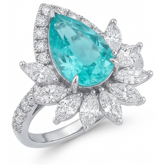 Paraiba Néon Bague Sertie Halo – vue d'angle