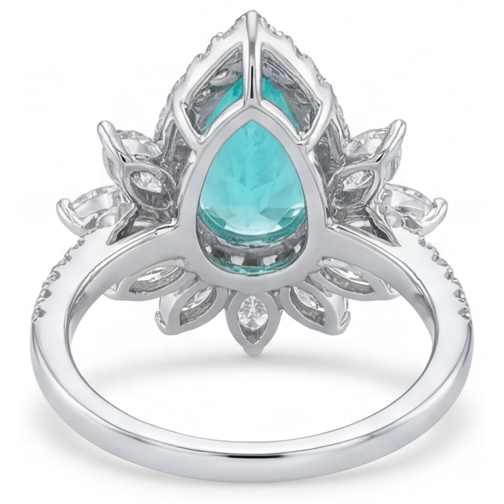 Goutte Paraiba Néon bague en Or Blanc 14 Carats – vue arrière