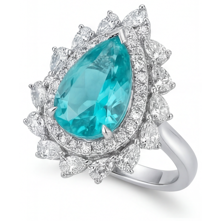 Sur mesure Bague Sertie Halo 6,50 carats – vue d'angle