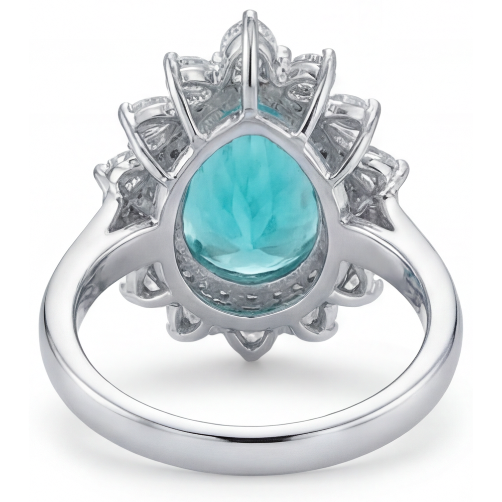 Paraiba Néon Bague Sertie Halo 6,50-carats Or Blanc 14 Carats – vue de profil