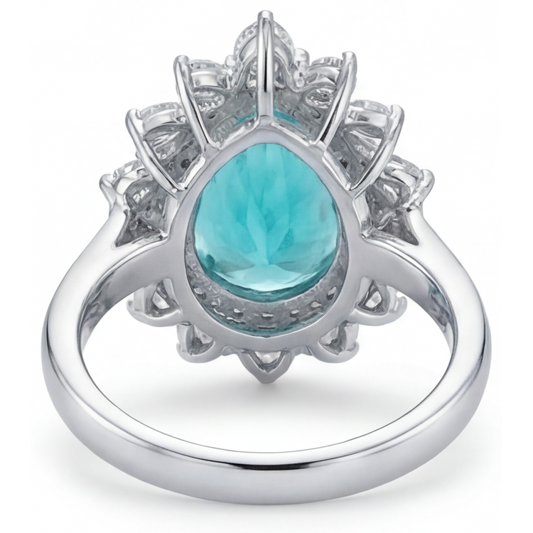 Paraiba Néon Bague Sertie Halo 6,50-carats Or Blanc 14 Carats – vue de profil