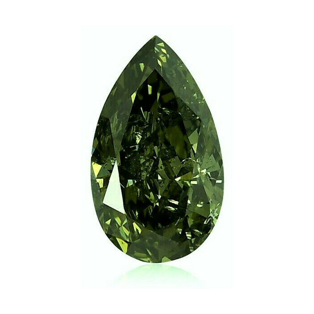 Diamant Vert Naturel 2 Carats Taille Poire Non Serti