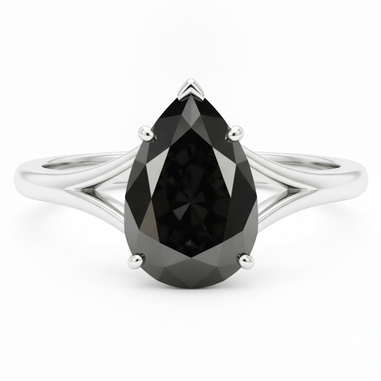 Bague solitaire en diamant véritable taille poire 6 carats, monture cathédrale en or blanc 14 carats des Black Hills