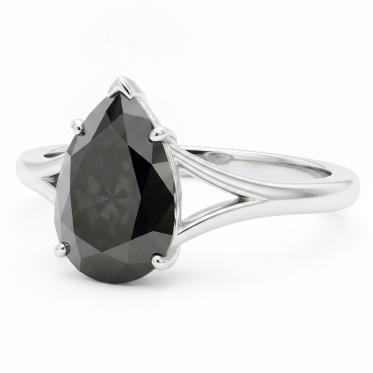 Bague solitaire en diamant véritable taille poire 6 carats, monture cathédrale en or blanc 14 carats des Black Hills