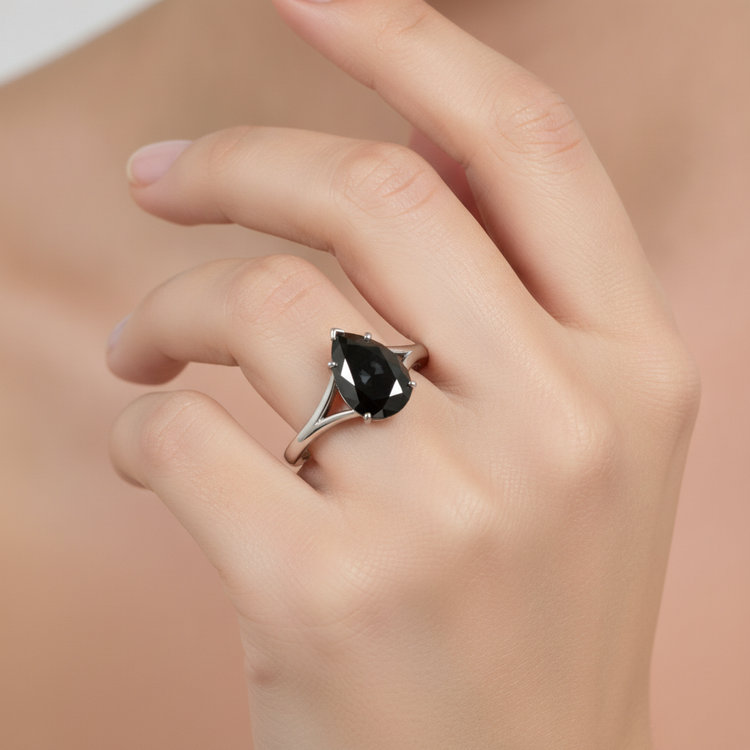 Bague solitaire en diamant véritable taille poire 6 carats, monture cathédrale en or blanc 14 carats des Black Hills