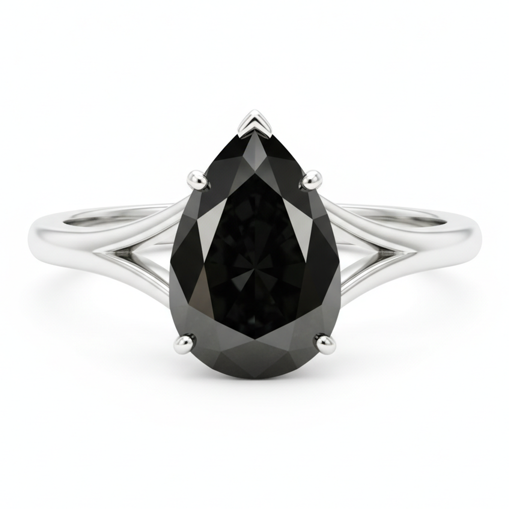 Bague solitaire en diamant taille poire véritable 6 carats, monture cathédrale en or blanc 14 carats Black Hills