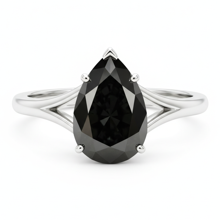 Bague solitaire en diamant taille poire véritable 6 carats, monture cathédrale en or blanc 14 carats Black Hills