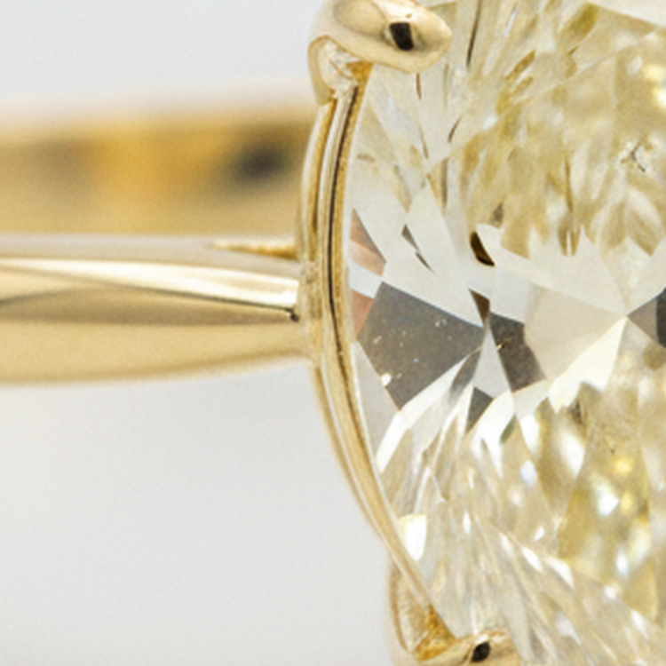 Bague de Fiançailles Solitaire Larimar et Diamant Poire Jaune Fantaisie Naturel 2 Carats en Or 18K