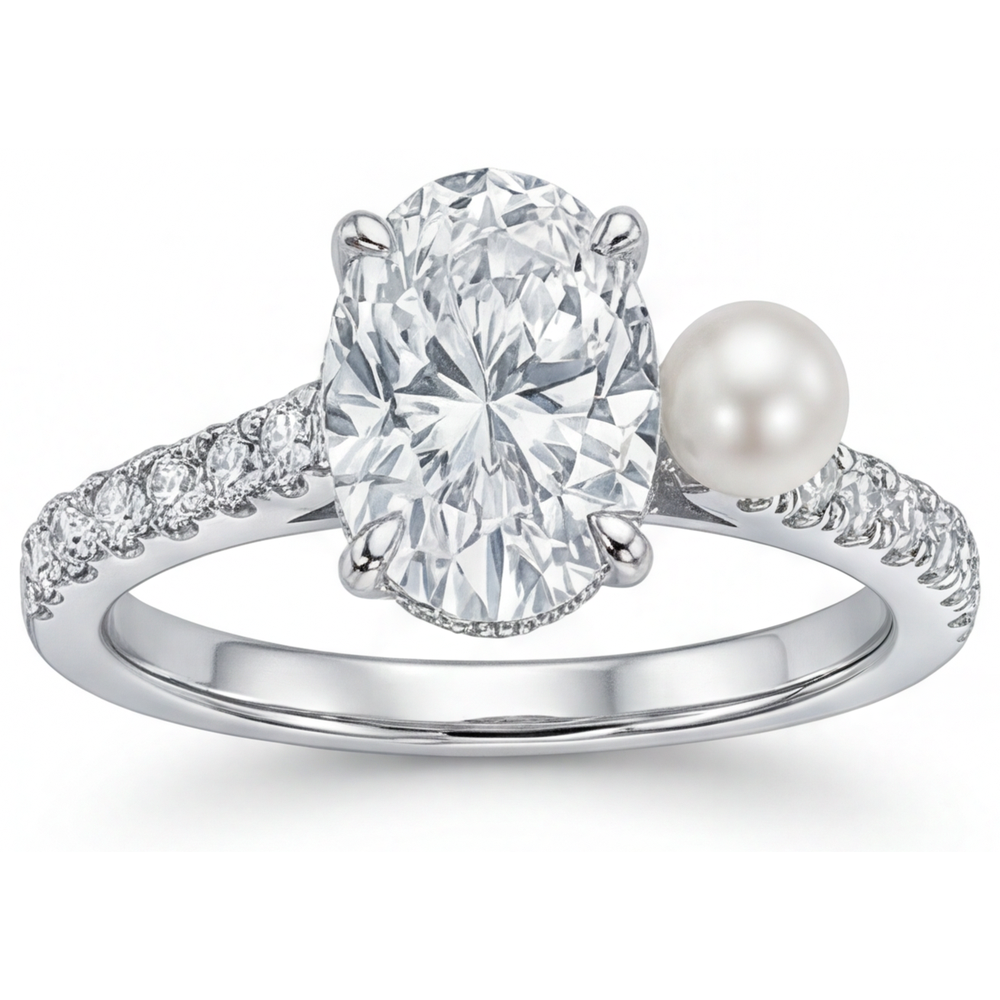 Exquis Bague Solitaire avec Accents 3 carats – vue principale
