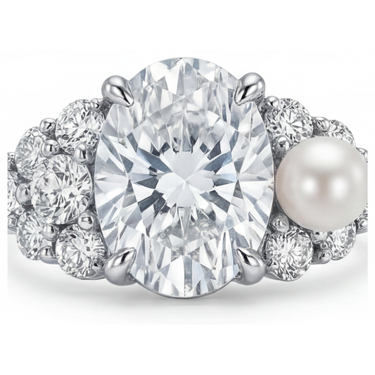 Perle des Mers du Sud Bague Solitaire avec Accents – vue de face