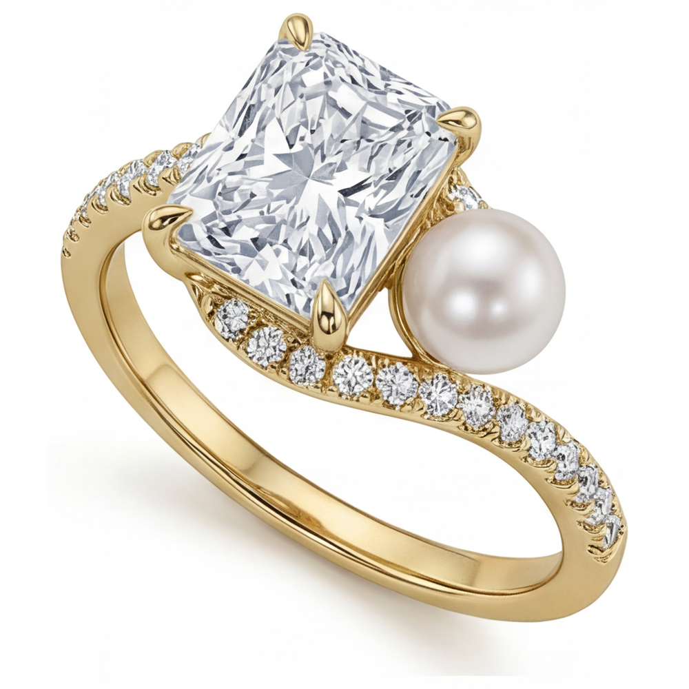 Radiant Perle bague en Or Jaune 14 Carats – vue de face