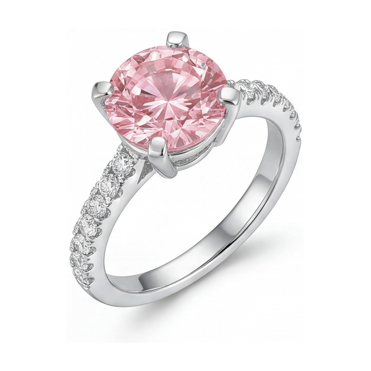 Bague d'anniversaire en diamant rose taille ronde de 1,66 carat
