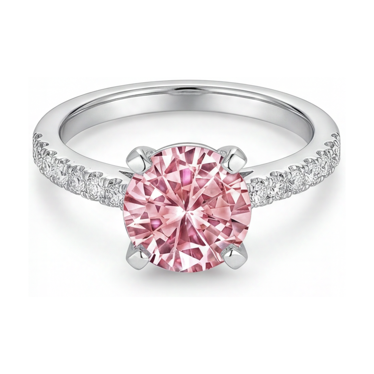 Bague d'anniversaire en diamant rose taille ronde 1,66 carat