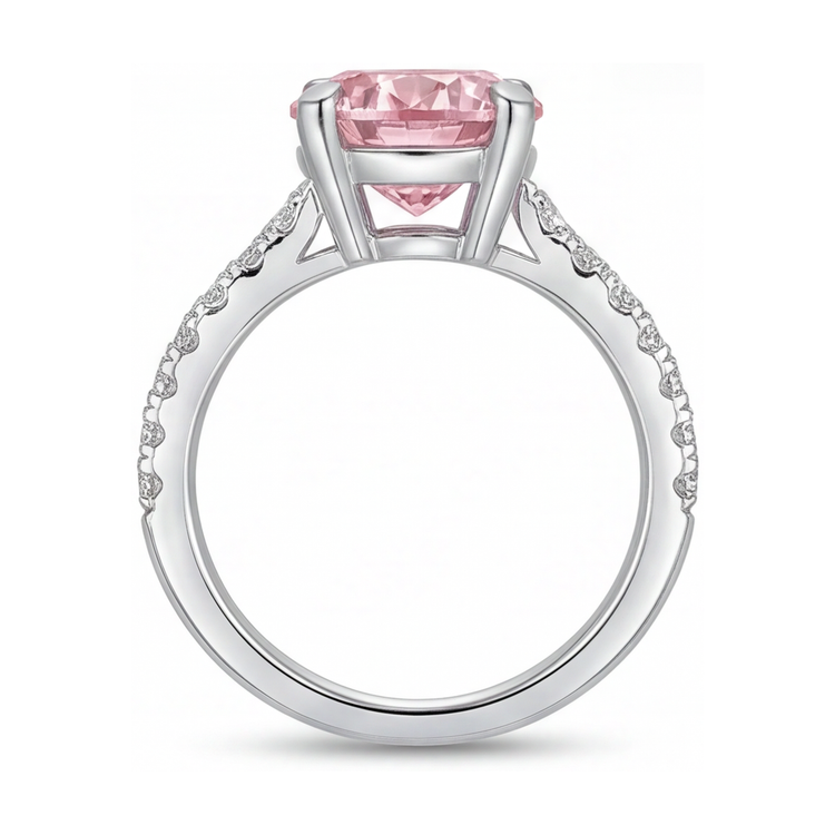 Bague d'anniversaire en diamant rose taille ronde de 1,66 carat