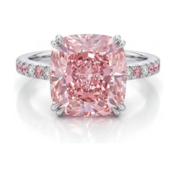 Bague d'anniversaire diamant rose taille coussin 4,4 carats
