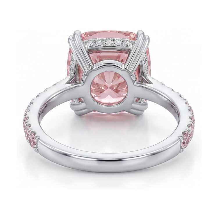 Bague d'anniversaire diamant rose taille coussin 4,4 carats