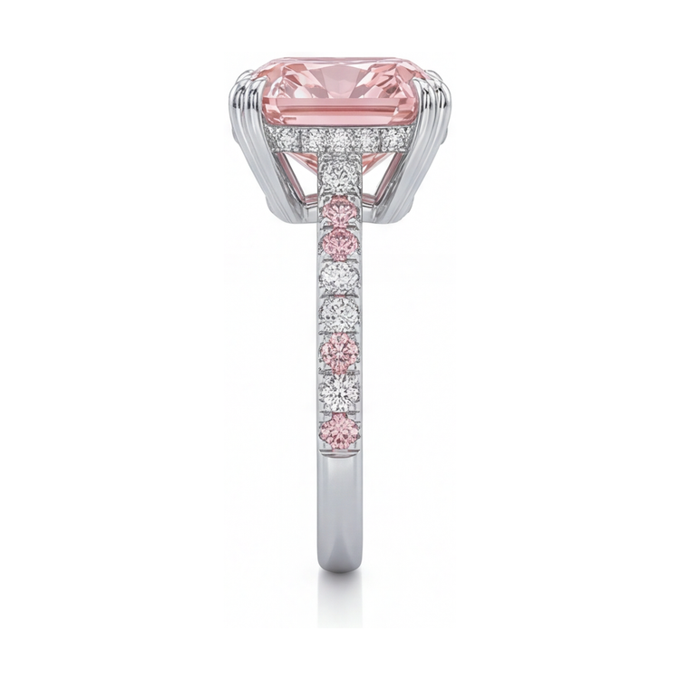 Bague d'anniversaire diamant rose taille coussin 4,4 carats