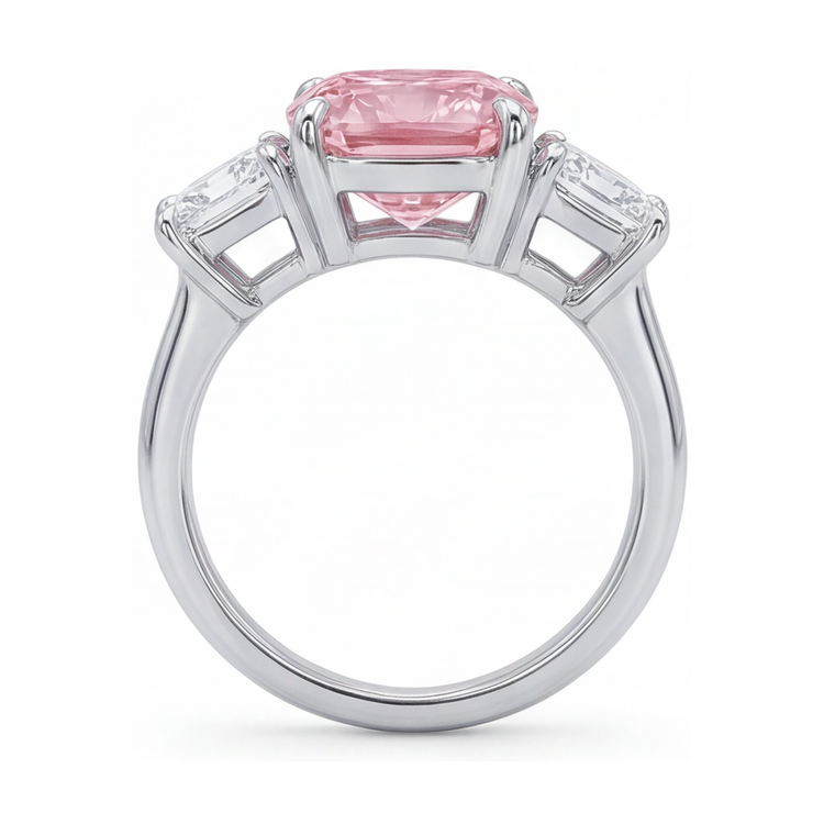 Bague d'anniversaire en diamant rose taille coussin de 4,5 carats