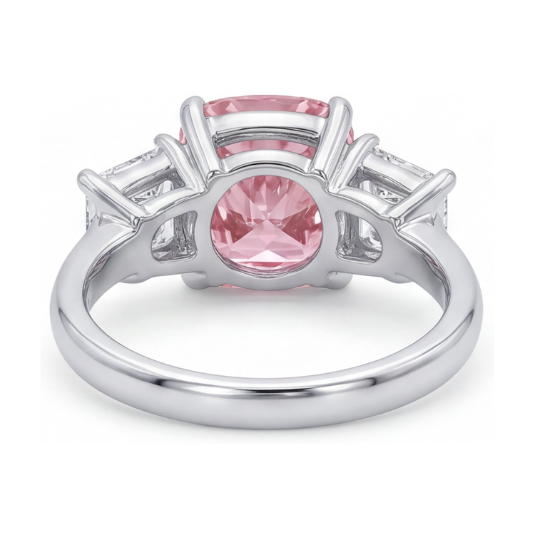 Bague d'anniversaire en diamant rose taille coussin de 4,5 carats