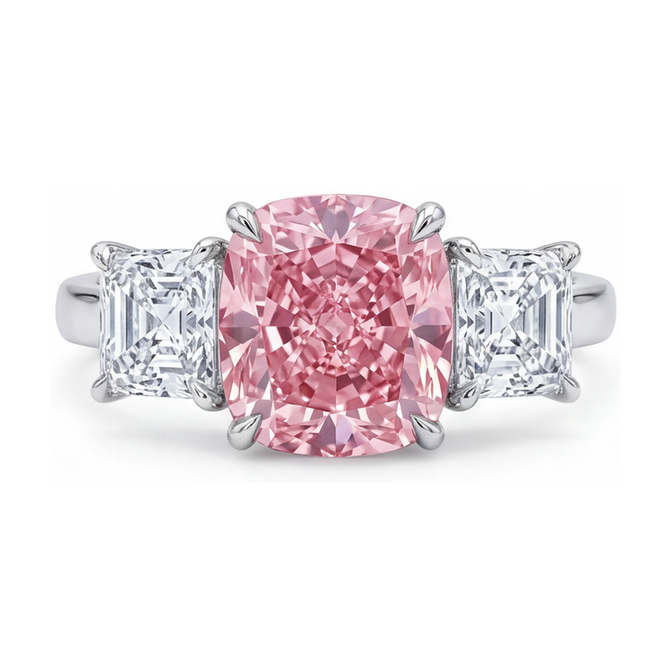 Bague d'anniversaire en diamant rose taille coussin 4,5 carats
