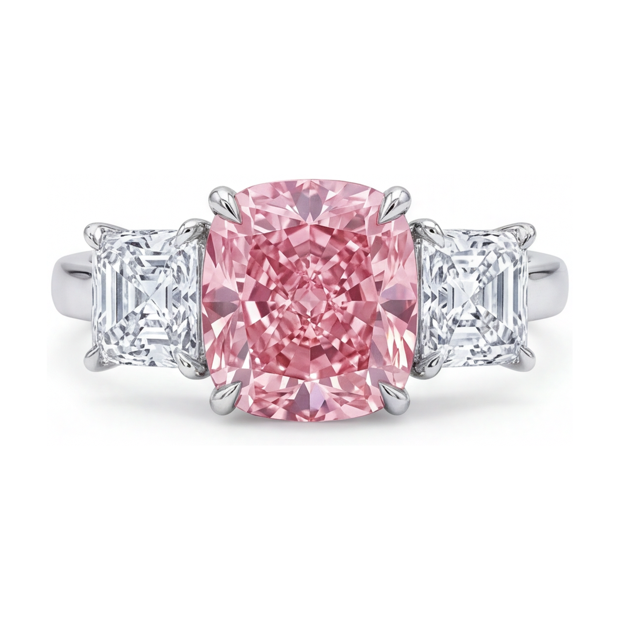 Bague d'anniversaire en diamant rose taille coussin de 4,5 carats