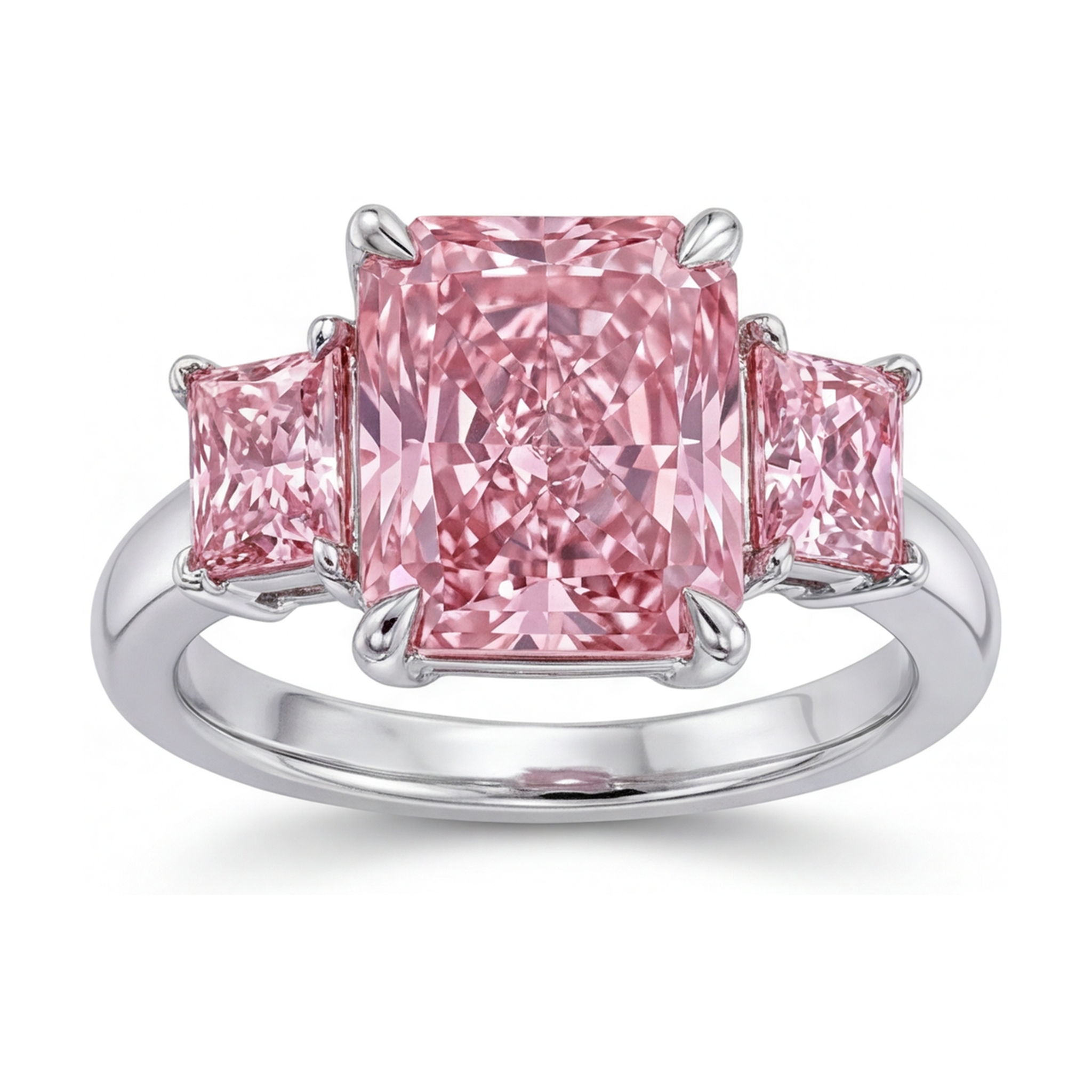 Bague d'anniversaire en diamant rose taille radiant de 4,9 carats