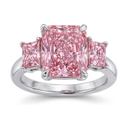 Bague d'anniversaire en diamant rose taille radiant de 4,9 carats