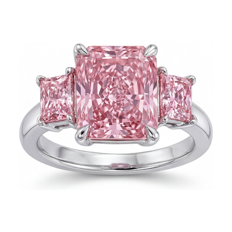Bague d'anniversaire en diamant rose taille radiant 4,9 carats