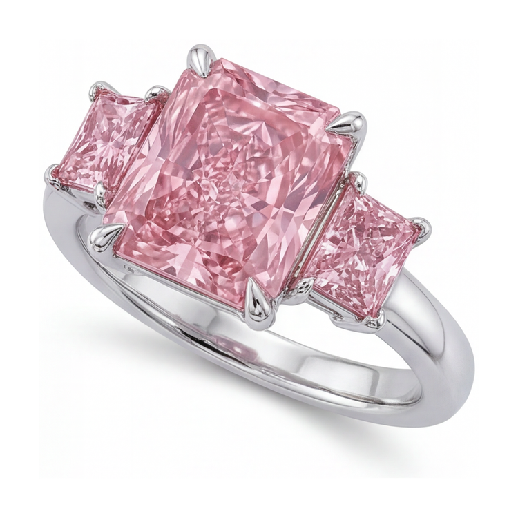 Bague d'anniversaire en diamant rose taille radiant 4,9 carats