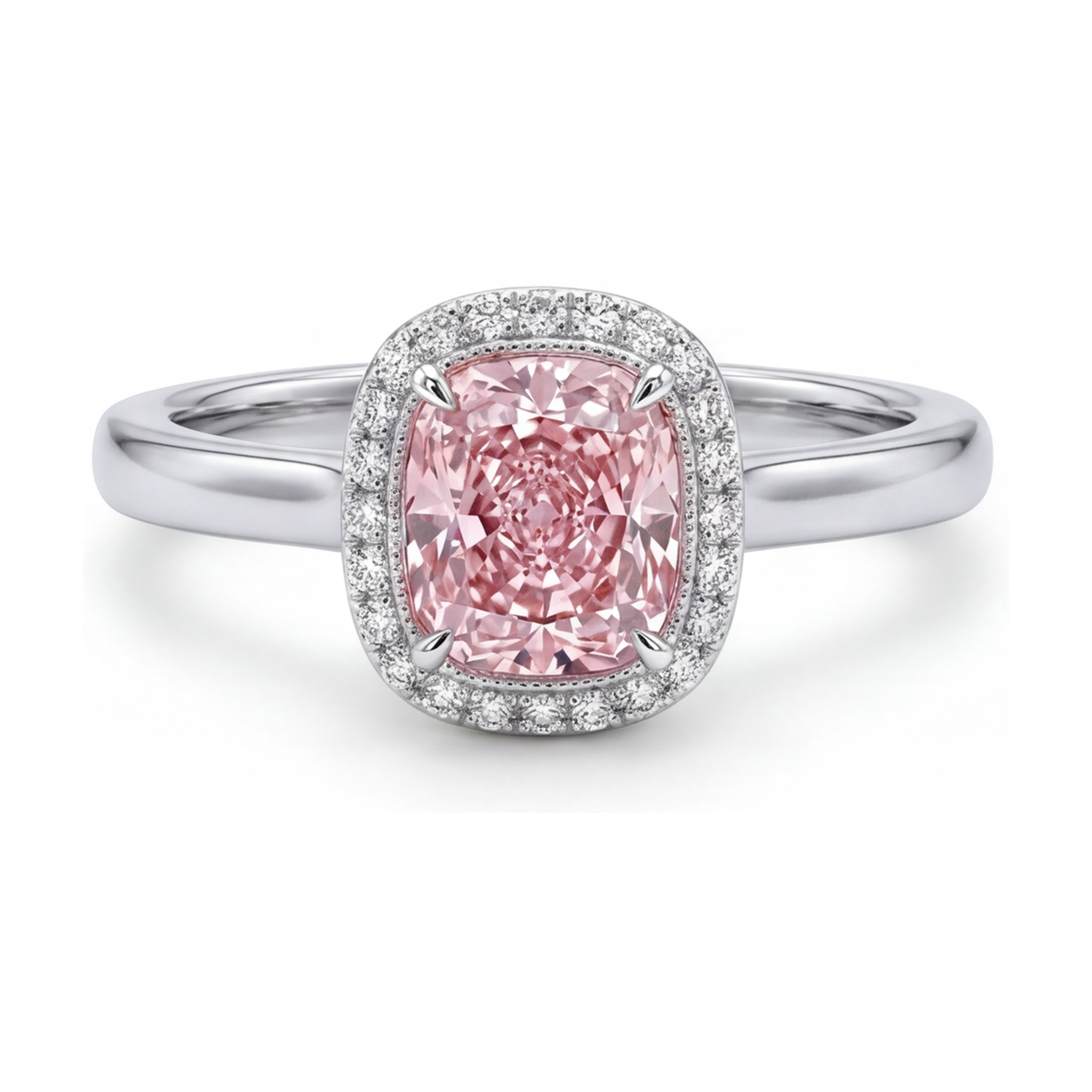 Bague de Fiançailles Diamant Rose Taille Coussin 1,21 Carat