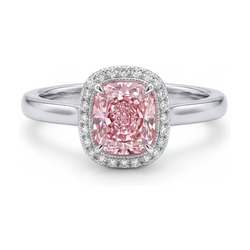 Bague de Fiançailles Diamant Rose Taille Coussin 1,21 Carat